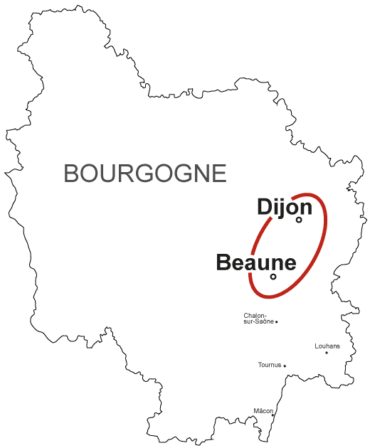 Zone d'intervention de Beaune à Dijon 
